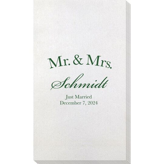Mr  & Mrs Arched Bamboo Luxe Guest Towels